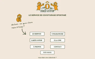 Site web Halt O Stop créé par Julien Jadczak, webmaster freelance, pour un projet de mobilité solidaire en Auvergne