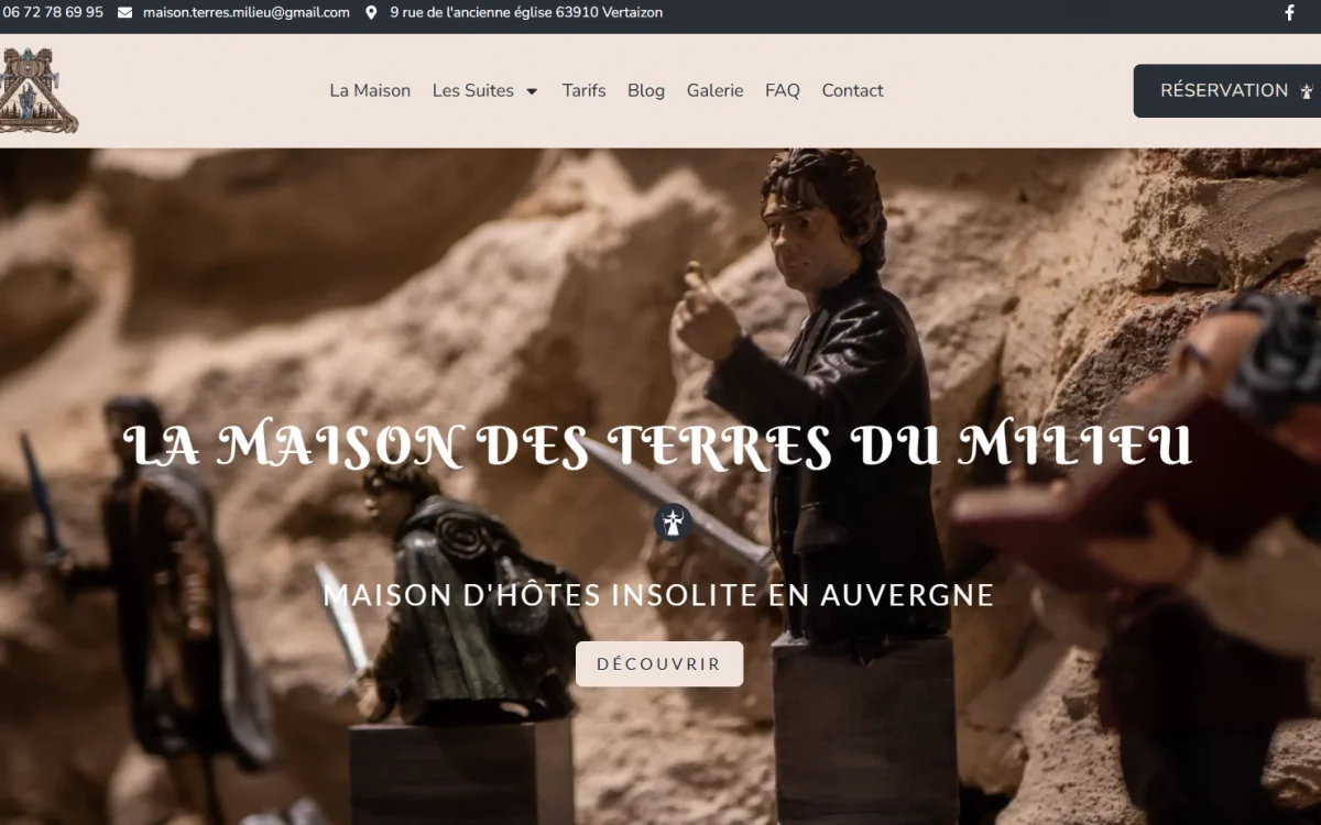Site web La Maison des Terres du Milieu à Vertaizon, créé par Julien Jadczak, webmaster freelance spécialisé en sites sur mesure en Auvergne