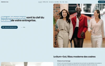 Texte alt : Site web Attentive Care créé par Julien Jadczak, webmaster freelance, spécialisé en création de sites professionnels en Auvergne