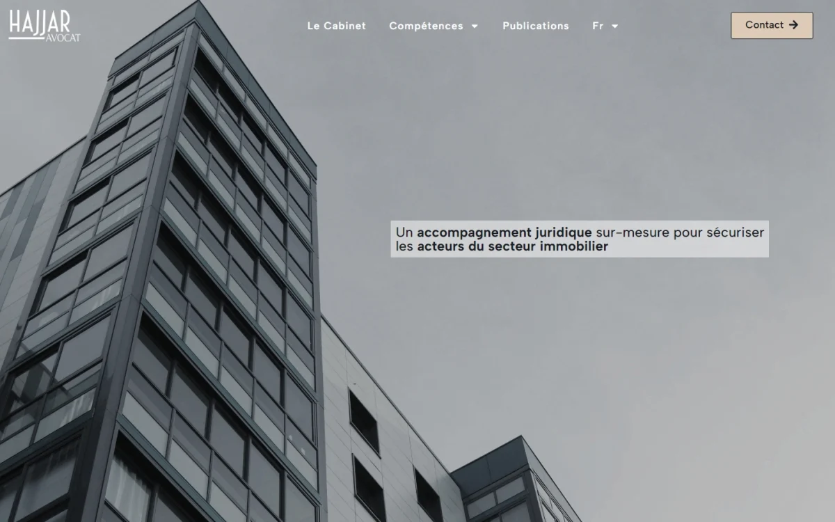 Site web Hajjar Avocat créé par Julien Jadczak, webmaster freelance, spécialisé en création de sites professionnels en Auvergne.