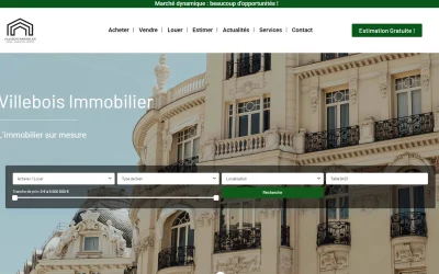 Site vitrine Villebois Immobilier créé par Julien Jadczak, webmaster freelance, spécialisé en création de sites web professionnels en Auvergne.
